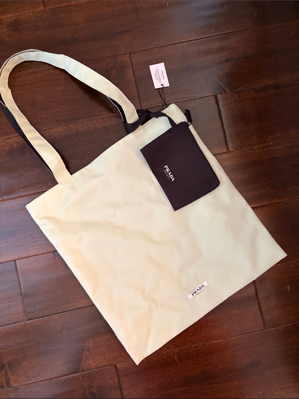 Prada Tote With Black Zip Pouch